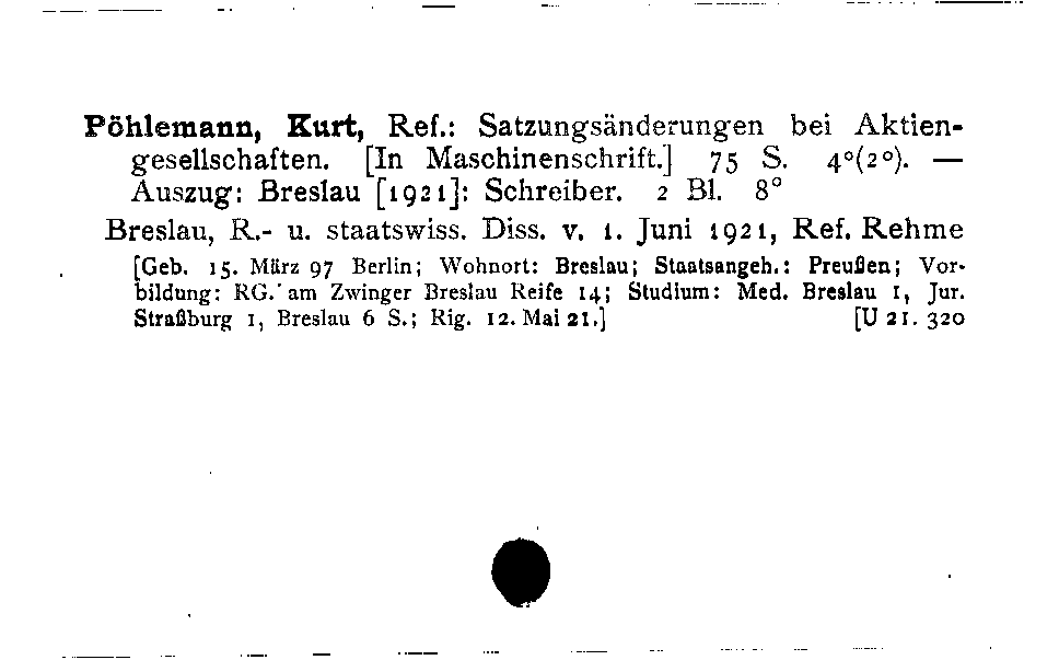 [Katalogkarte Dissertationenkatalog bis 1980]