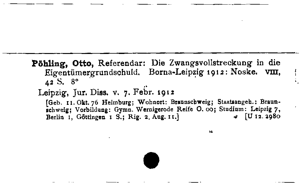 [Katalogkarte Dissertationenkatalog bis 1980]