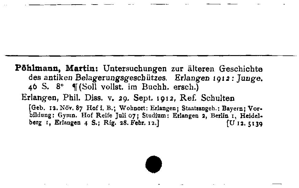 [Katalogkarte Dissertationenkatalog bis 1980]