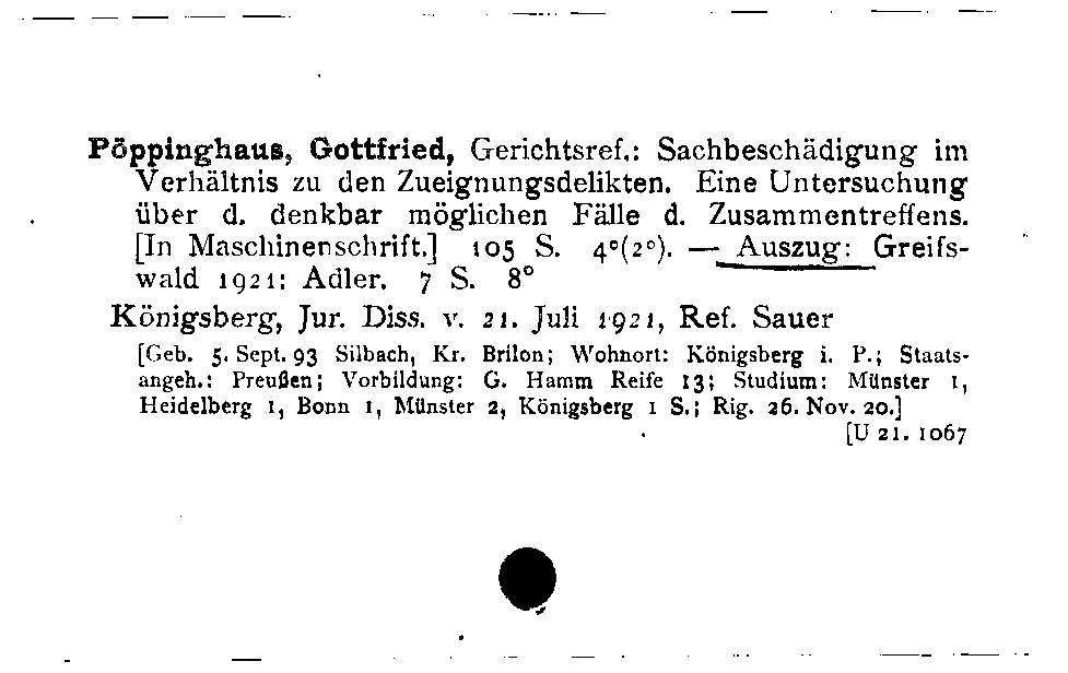 [Katalogkarte Dissertationenkatalog bis 1980]