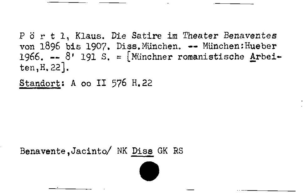 [Katalogkarte Dissertationenkatalog bis 1980]