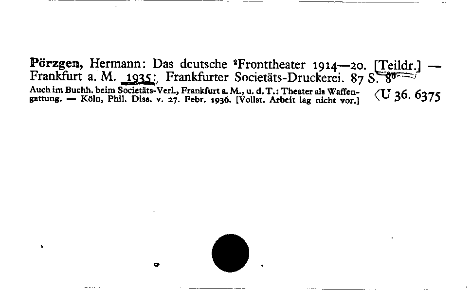 [Katalogkarte Dissertationenkatalog bis 1980]