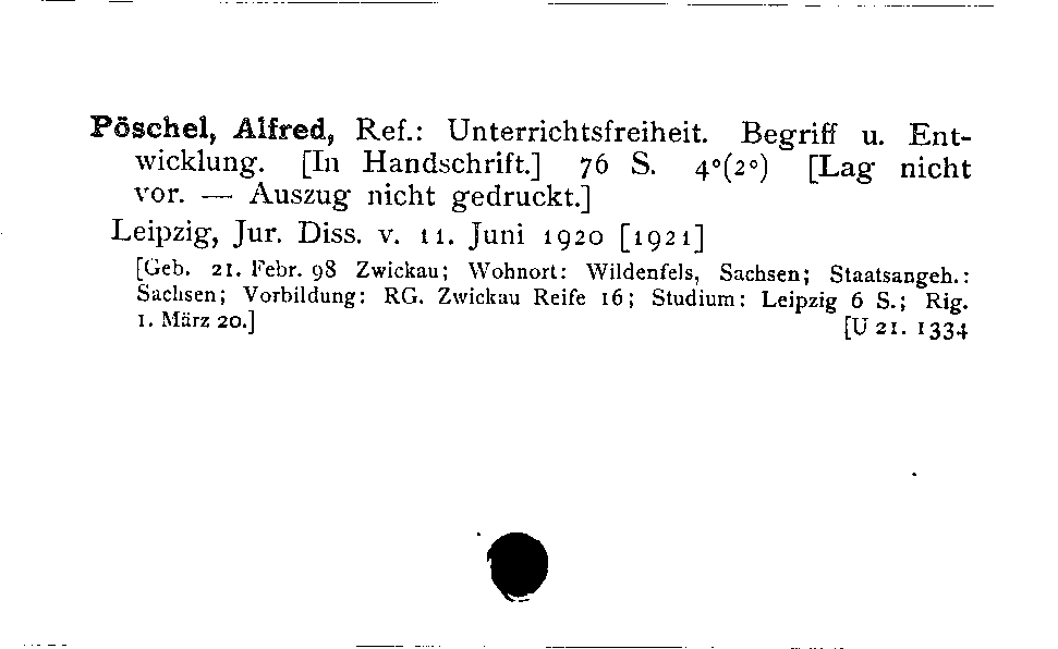 [Katalogkarte Dissertationenkatalog bis 1980]