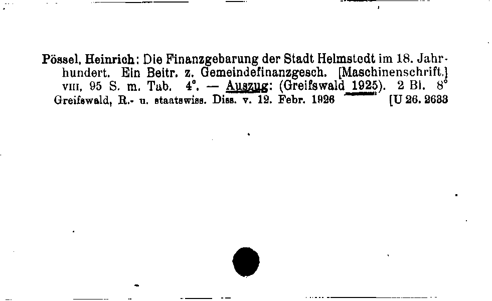 [Katalogkarte Dissertationenkatalog bis 1980]