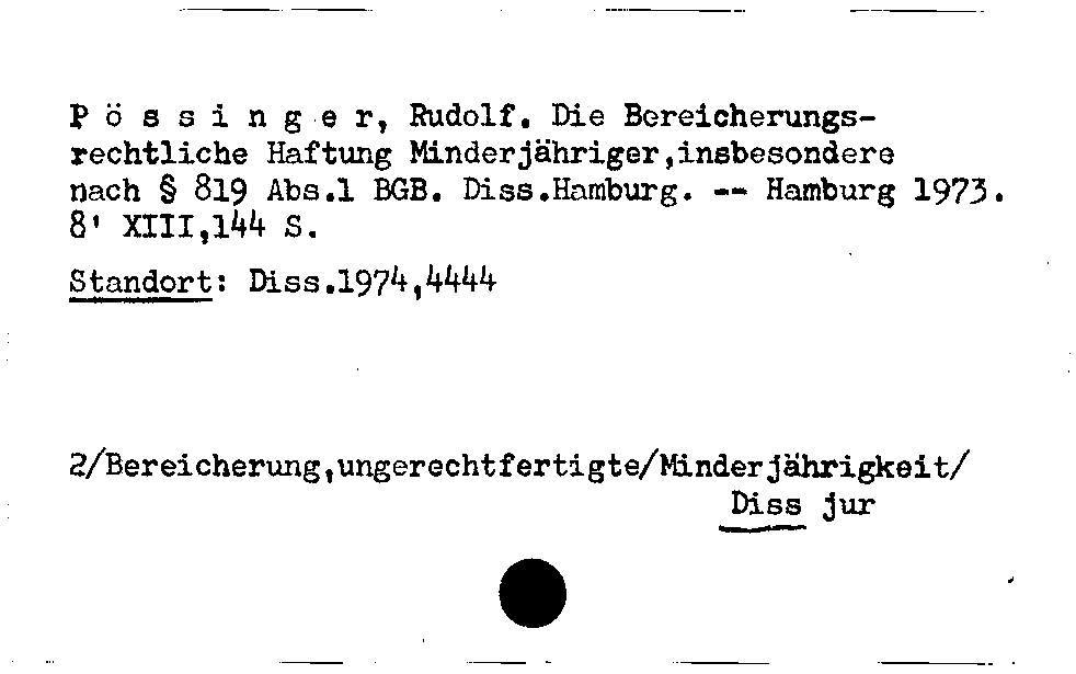 [Katalogkarte Dissertationenkatalog bis 1980]