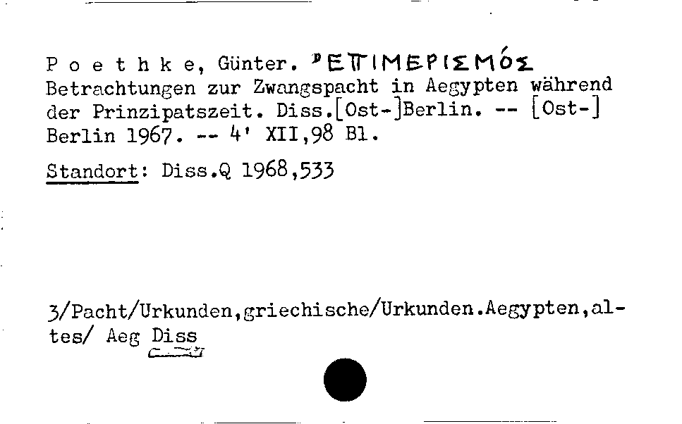 [Katalogkarte Dissertationenkatalog bis 1980]