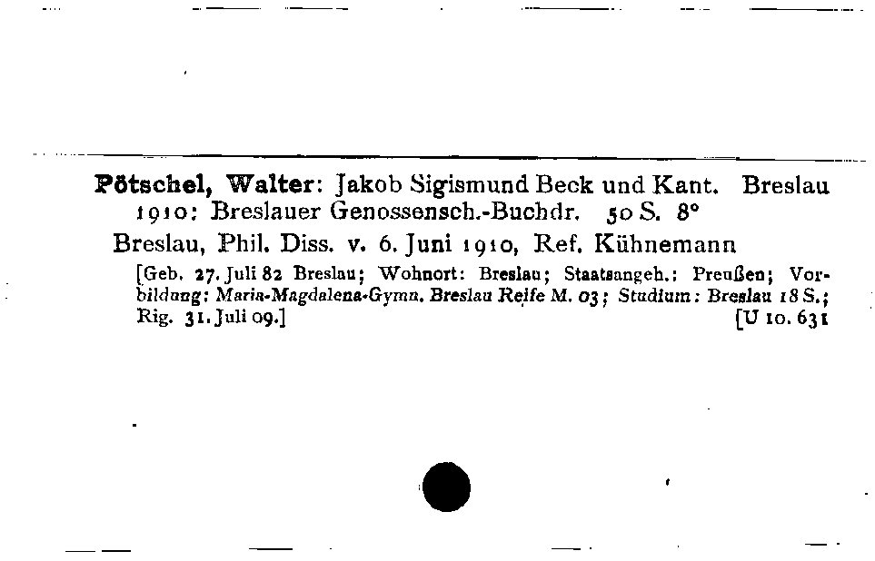 [Katalogkarte Dissertationenkatalog bis 1980]