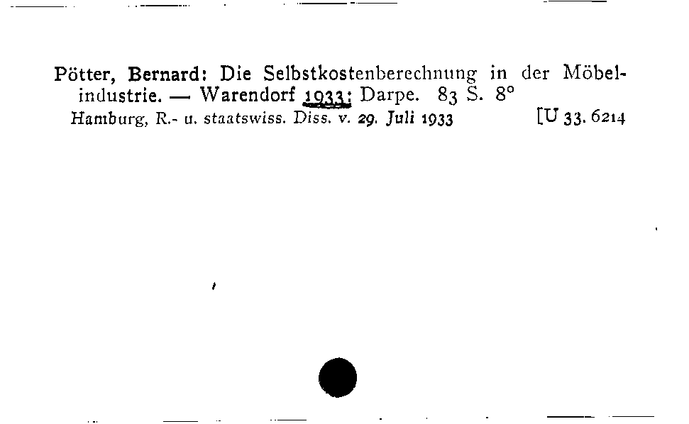 [Katalogkarte Dissertationenkatalog bis 1980]