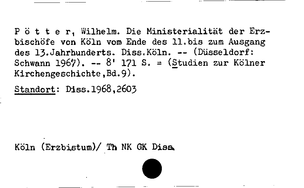 [Katalogkarte Dissertationenkatalog bis 1980]