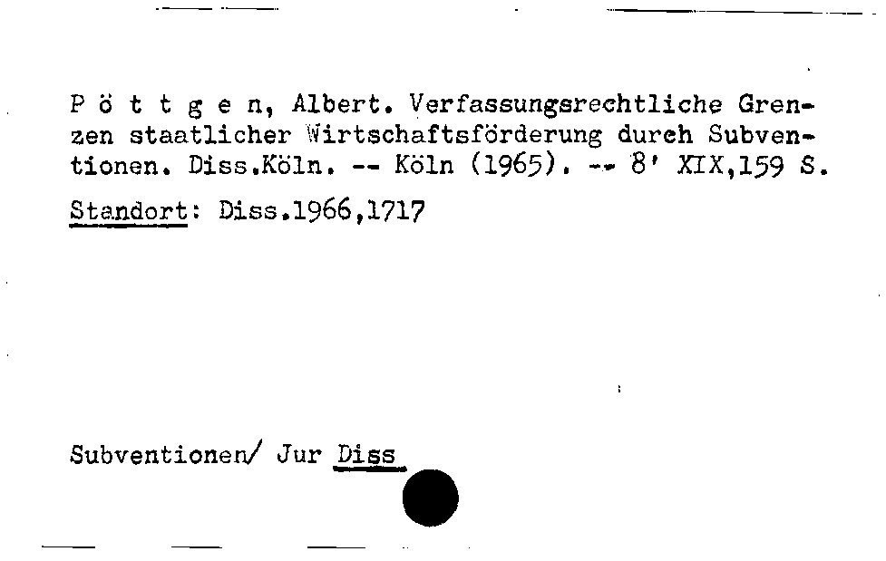 [Katalogkarte Dissertationenkatalog bis 1980]