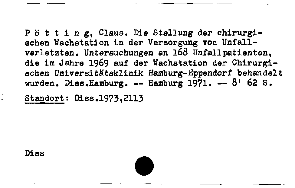 [Katalogkarte Dissertationenkatalog bis 1980]