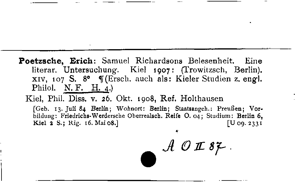 [Katalogkarte Dissertationenkatalog bis 1980]