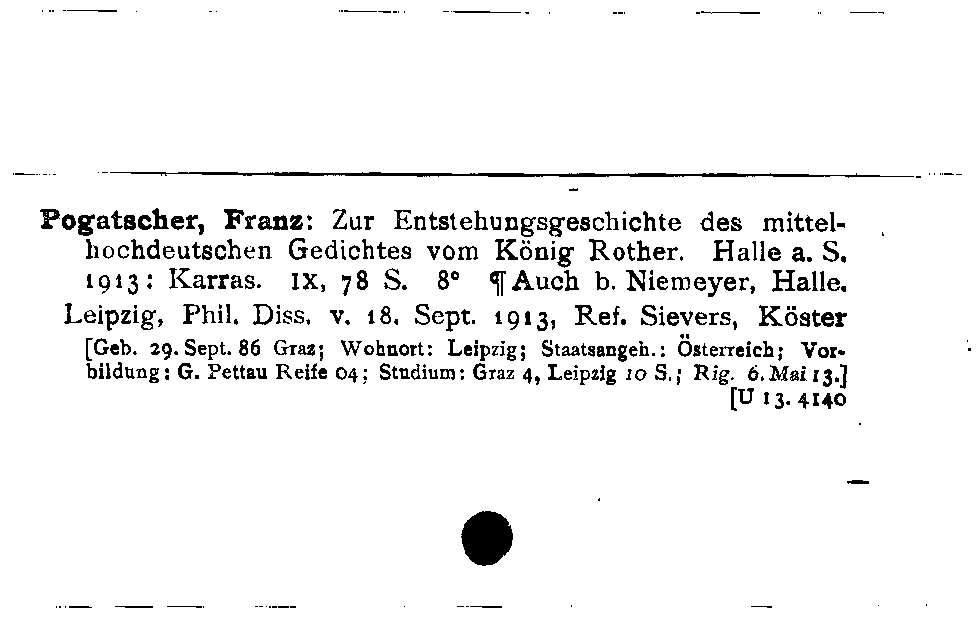 [Katalogkarte Dissertationenkatalog bis 1980]