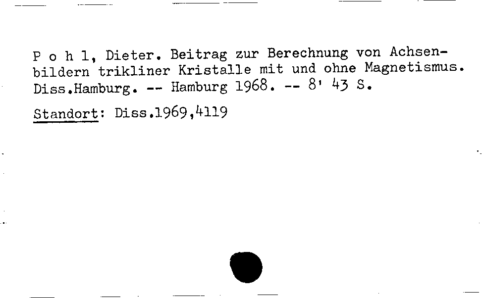 [Katalogkarte Dissertationenkatalog bis 1980]