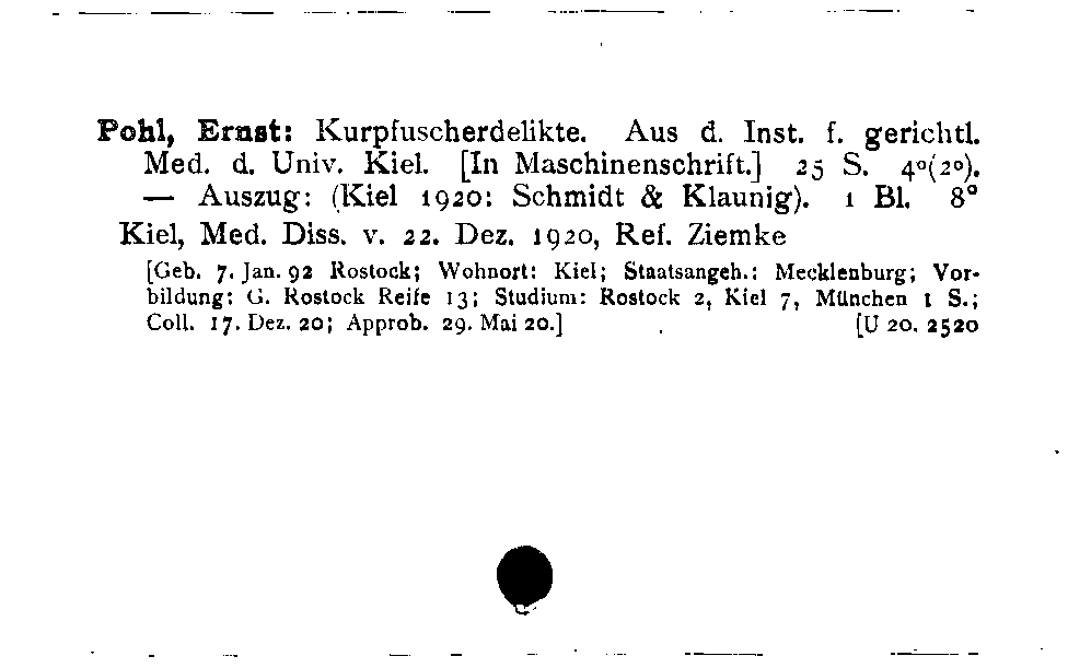 [Katalogkarte Dissertationenkatalog bis 1980]