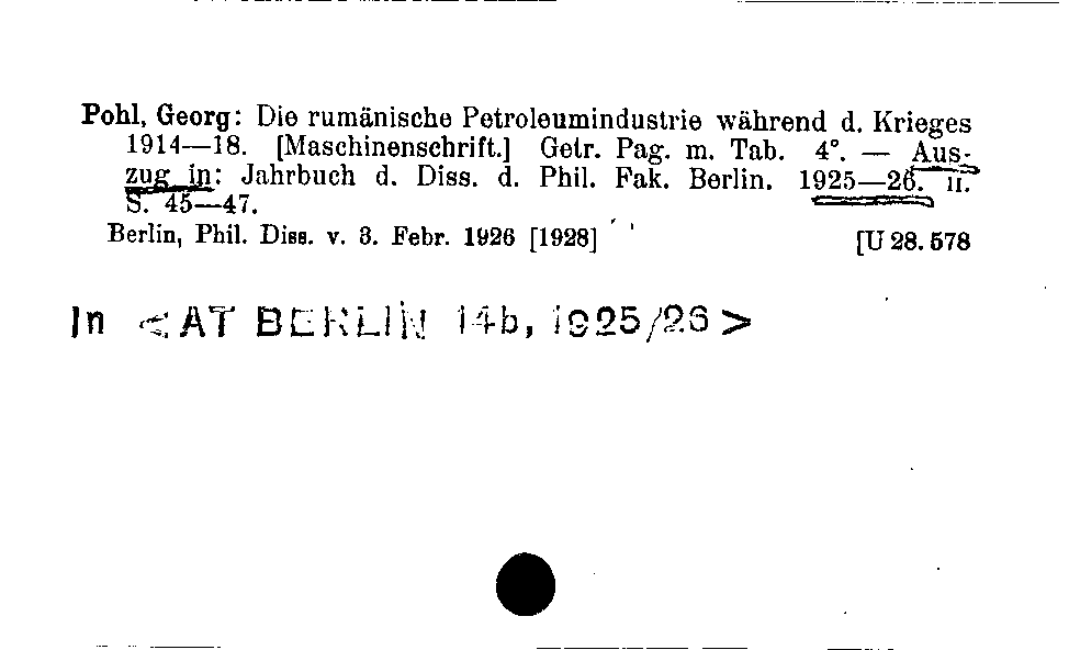 [Katalogkarte Dissertationenkatalog bis 1980]