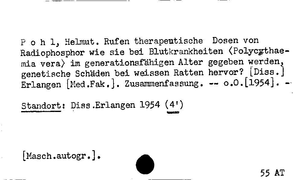 [Katalogkarte Dissertationenkatalog bis 1980]