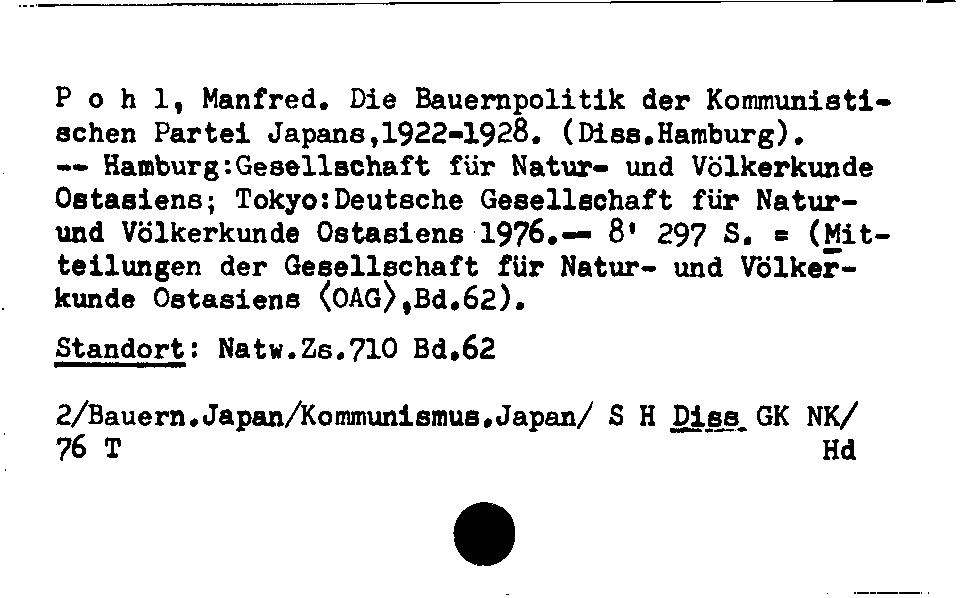 [Katalogkarte Dissertationenkatalog bis 1980]