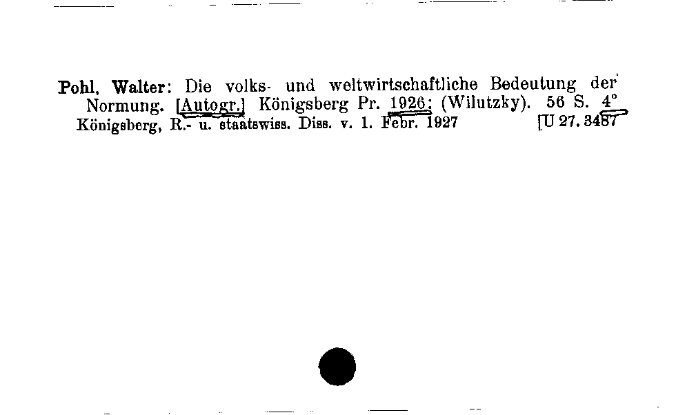 [Katalogkarte Dissertationenkatalog bis 1980]