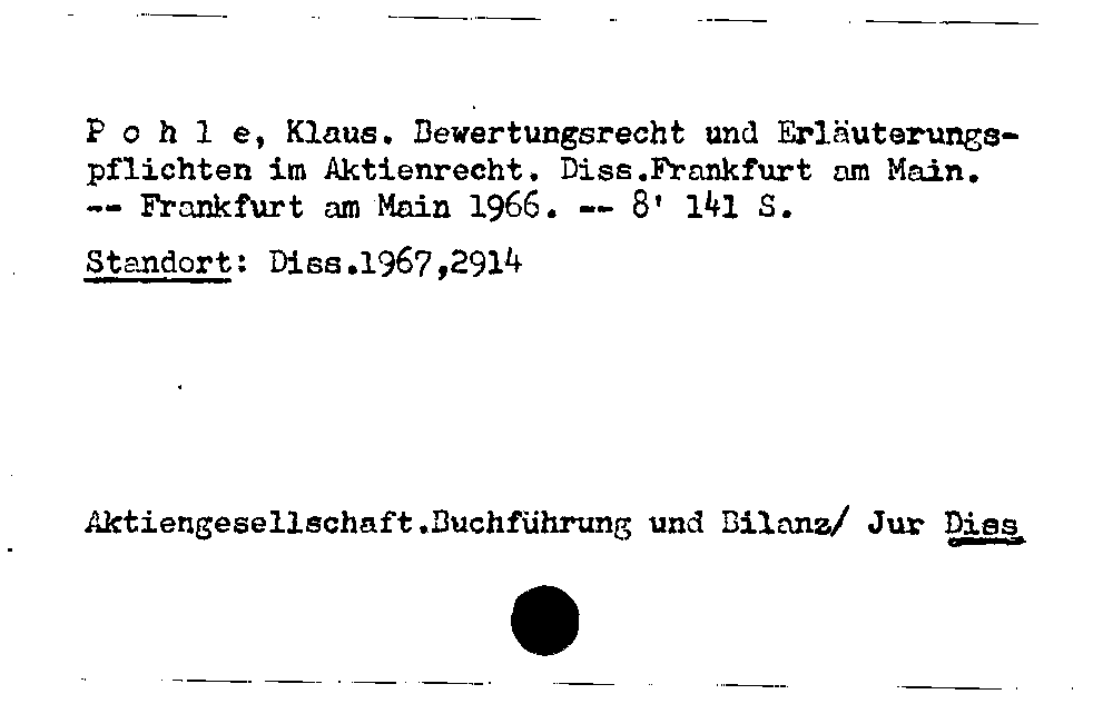 [Katalogkarte Dissertationenkatalog bis 1980]