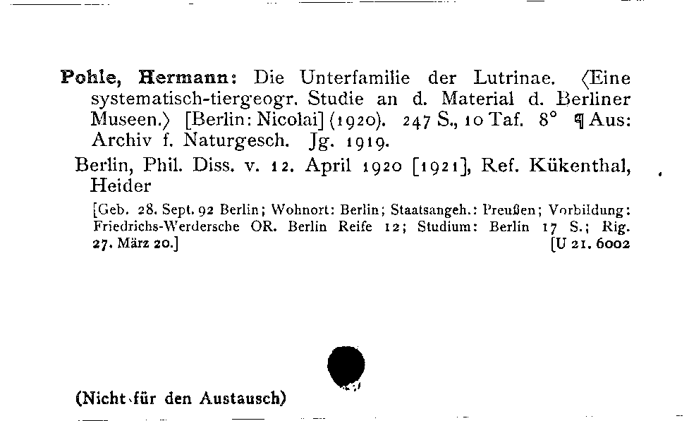 [Katalogkarte Dissertationenkatalog bis 1980]