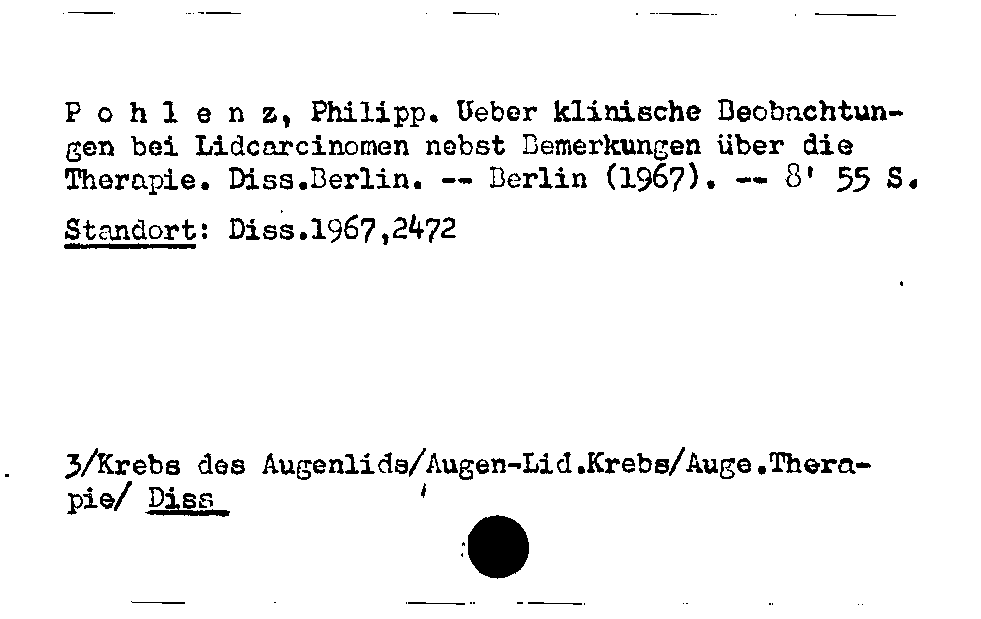 [Katalogkarte Dissertationenkatalog bis 1980]