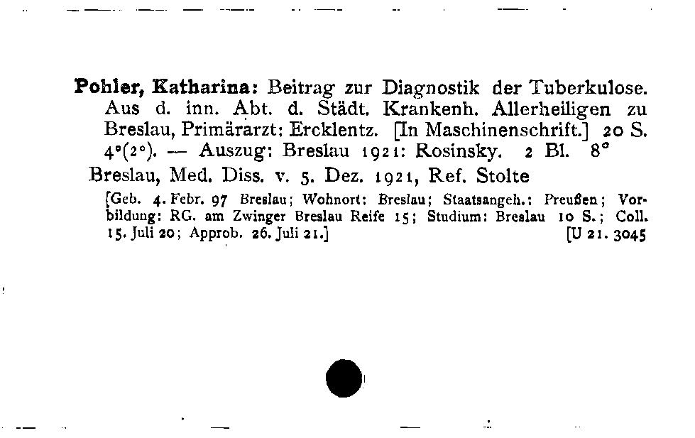 [Katalogkarte Dissertationenkatalog bis 1980]