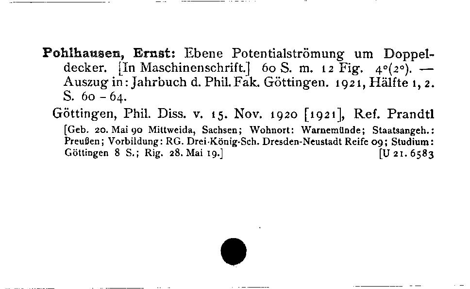 [Katalogkarte Dissertationenkatalog bis 1980]