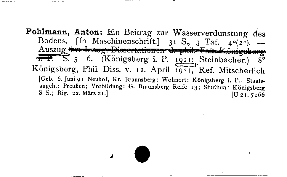 [Katalogkarte Dissertationenkatalog bis 1980]