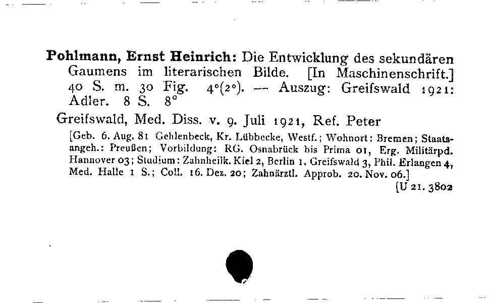 [Katalogkarte Dissertationenkatalog bis 1980]