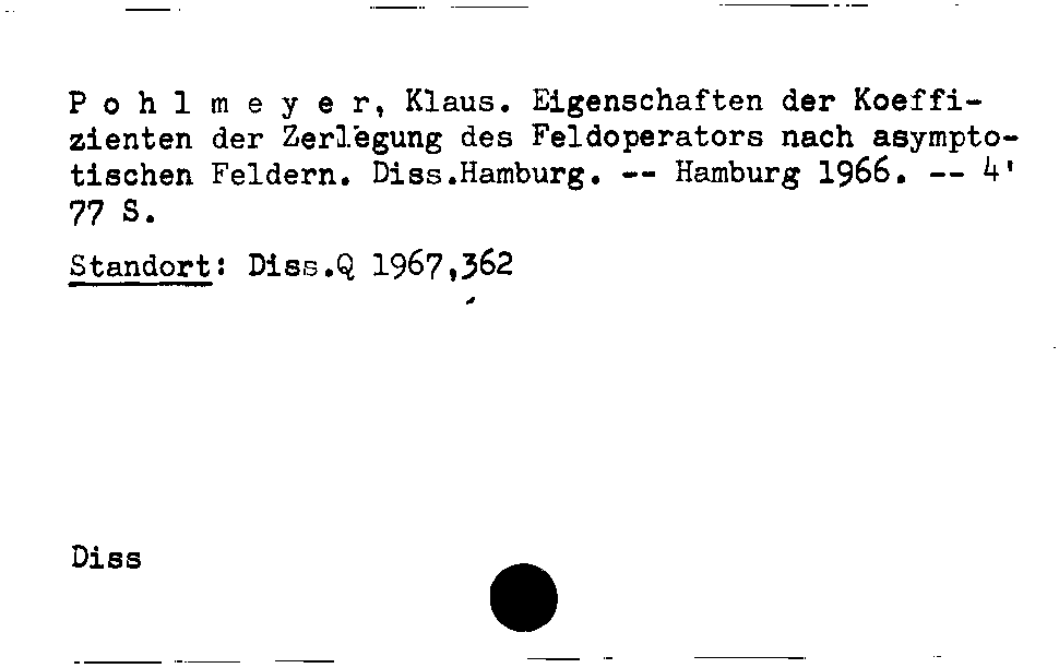 [Katalogkarte Dissertationenkatalog bis 1980]