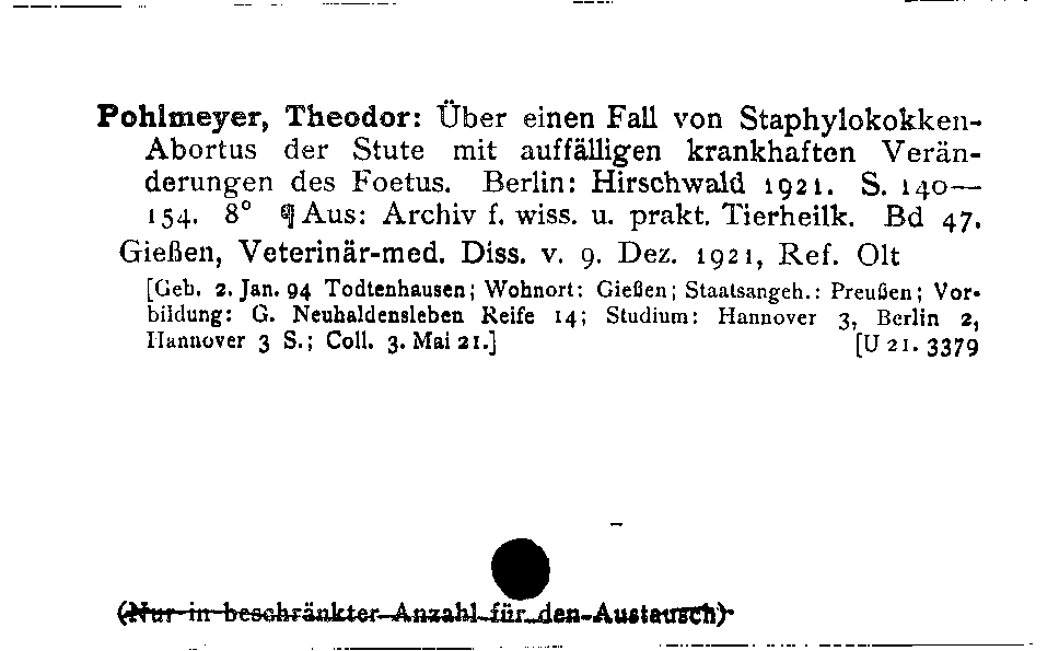 [Katalogkarte Dissertationenkatalog bis 1980]