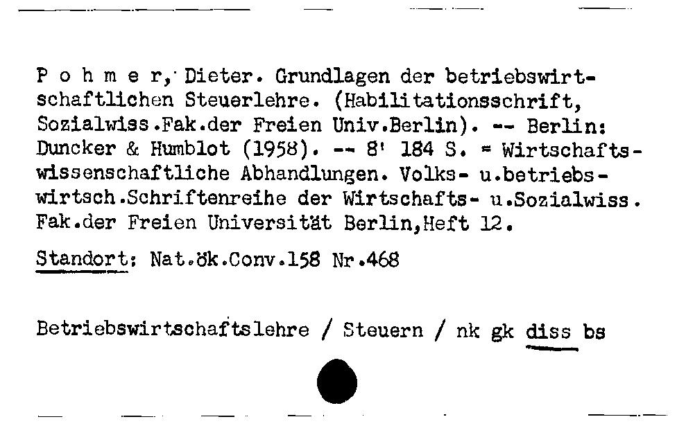 [Katalogkarte Dissertationenkatalog bis 1980]