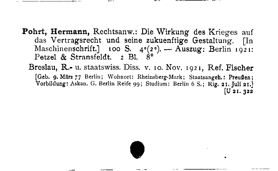 [Katalogkarte Dissertationenkatalog bis 1980]