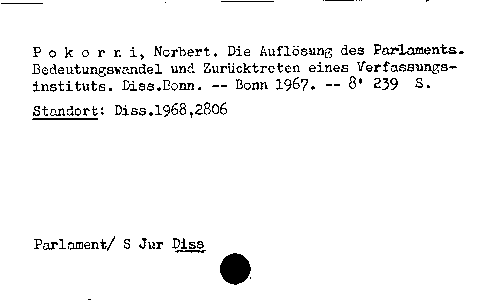 [Katalogkarte Dissertationenkatalog bis 1980]