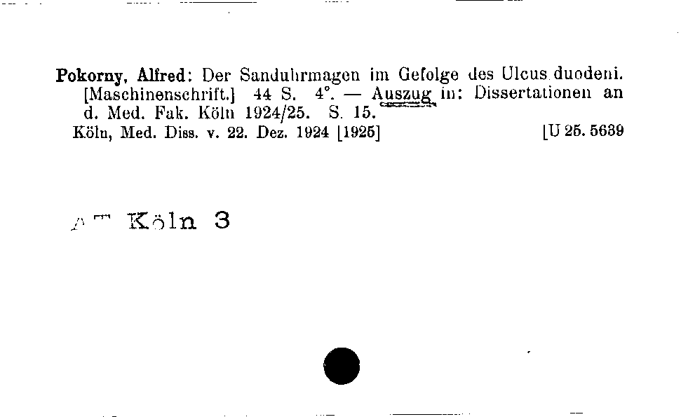 [Katalogkarte Dissertationenkatalog bis 1980]