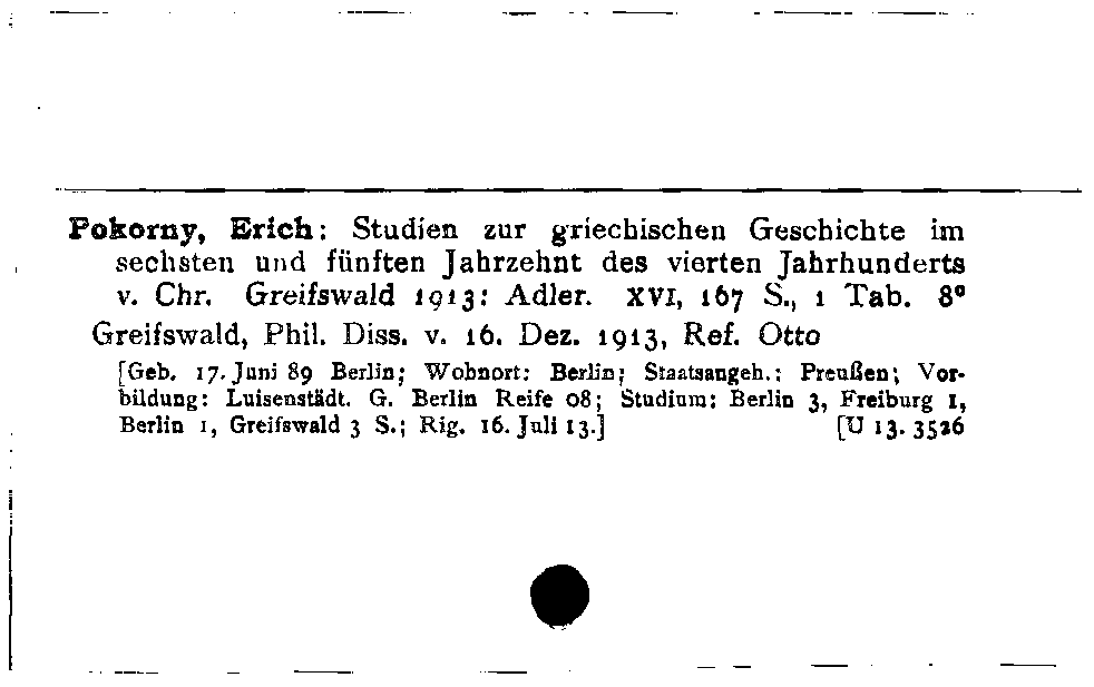 [Katalogkarte Dissertationenkatalog bis 1980]