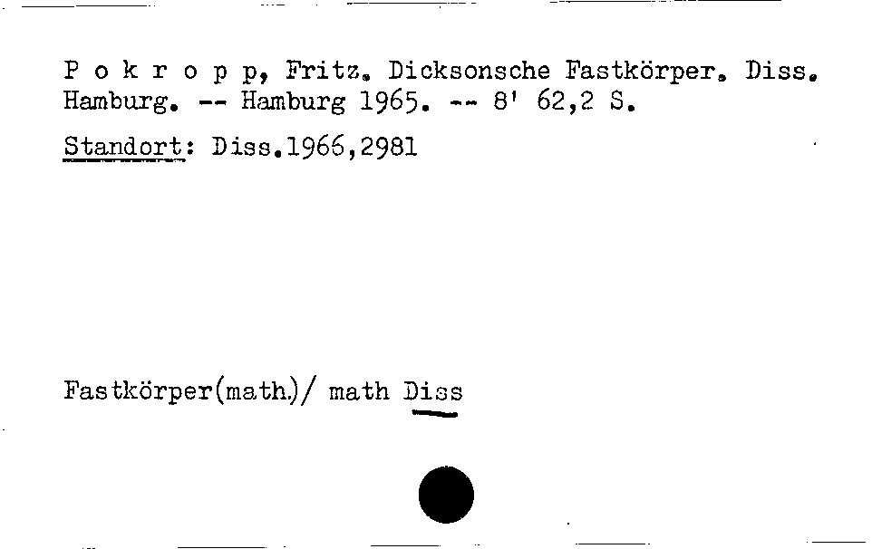 [Katalogkarte Dissertationenkatalog bis 1980]