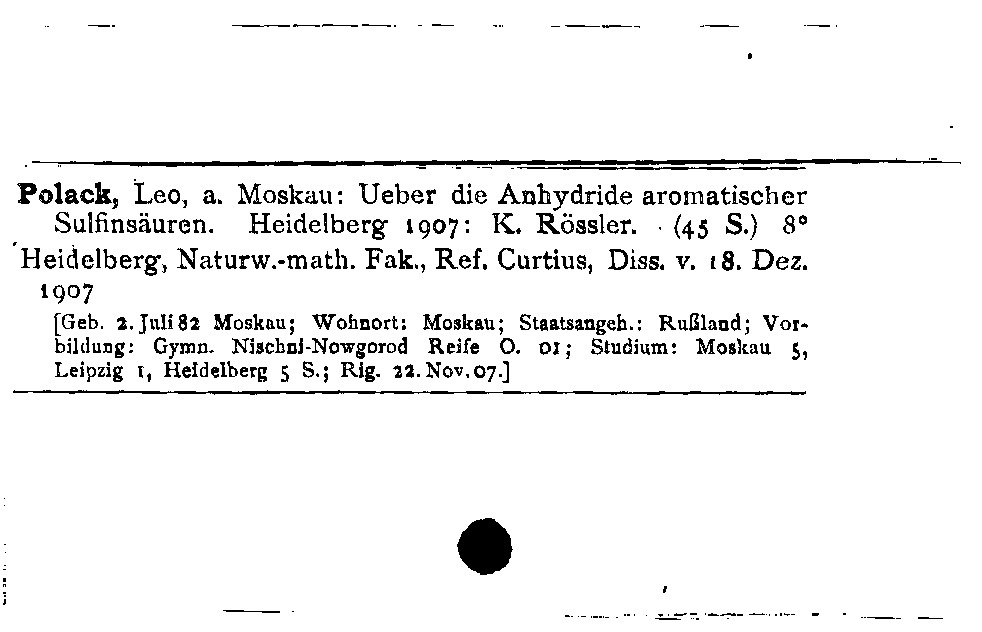 [Katalogkarte Dissertationenkatalog bis 1980]