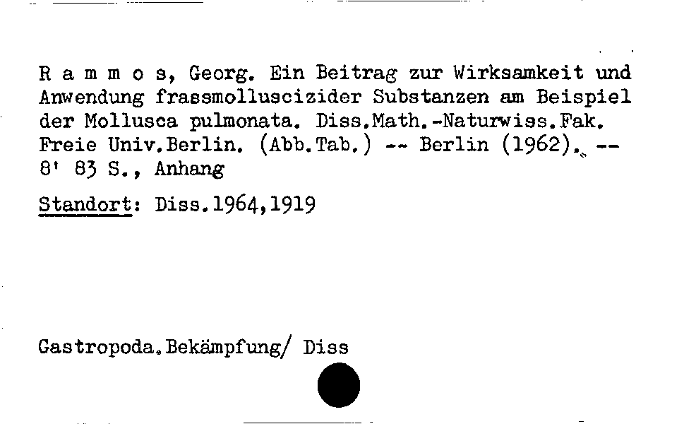 [Katalogkarte Dissertationenkatalog bis 1980]