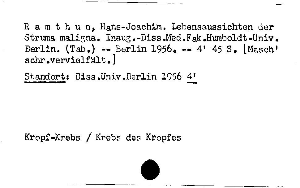 [Katalogkarte Dissertationenkatalog bis 1980]