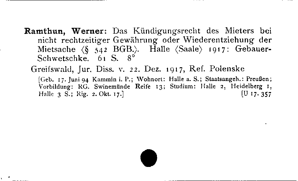 [Katalogkarte Dissertationenkatalog bis 1980]