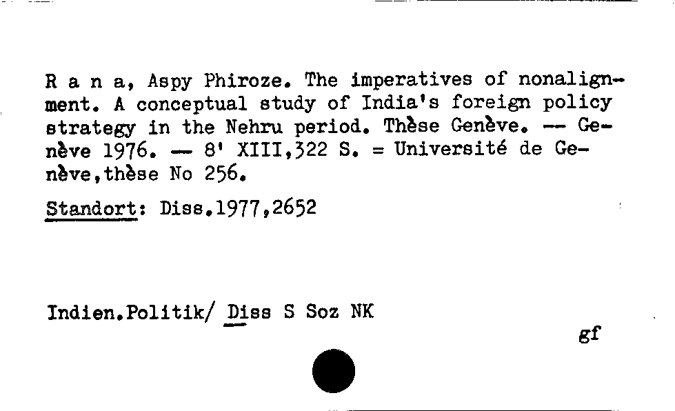 [Katalogkarte Dissertationenkatalog bis 1980]