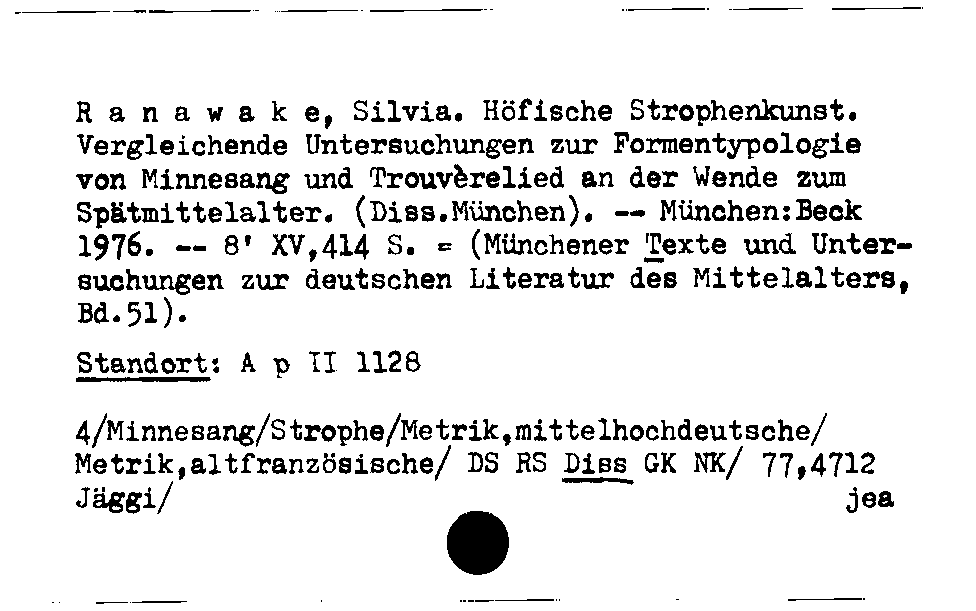 [Katalogkarte Dissertationenkatalog bis 1980]