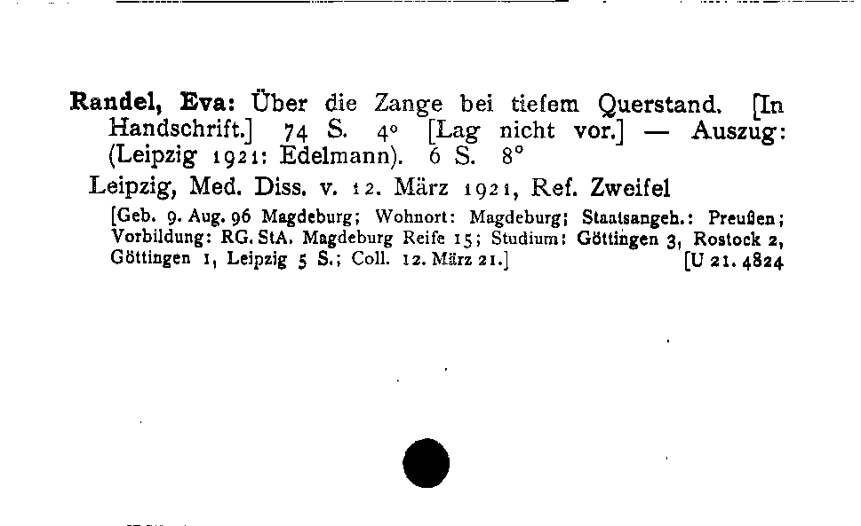 [Katalogkarte Dissertationenkatalog bis 1980]