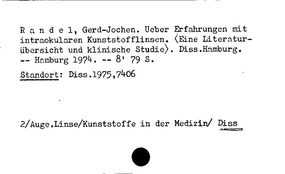 [Katalogkarte Dissertationenkatalog bis 1980]