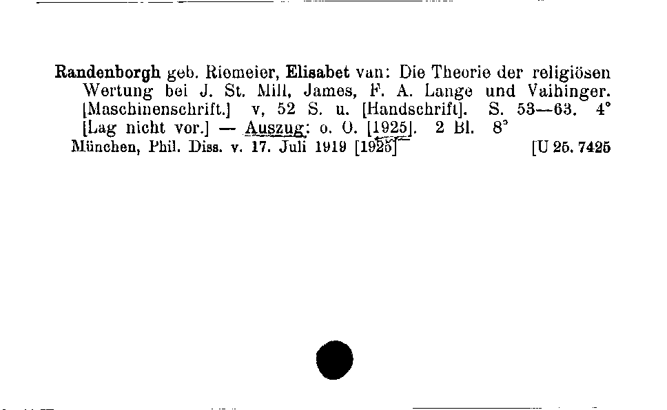 [Katalogkarte Dissertationenkatalog bis 1980]