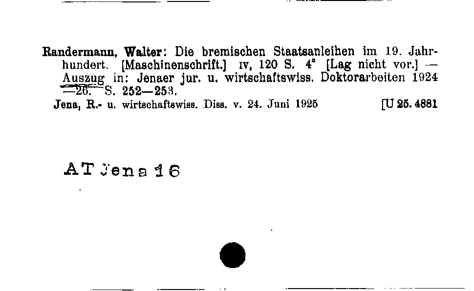 [Katalogkarte Dissertationenkatalog bis 1980]