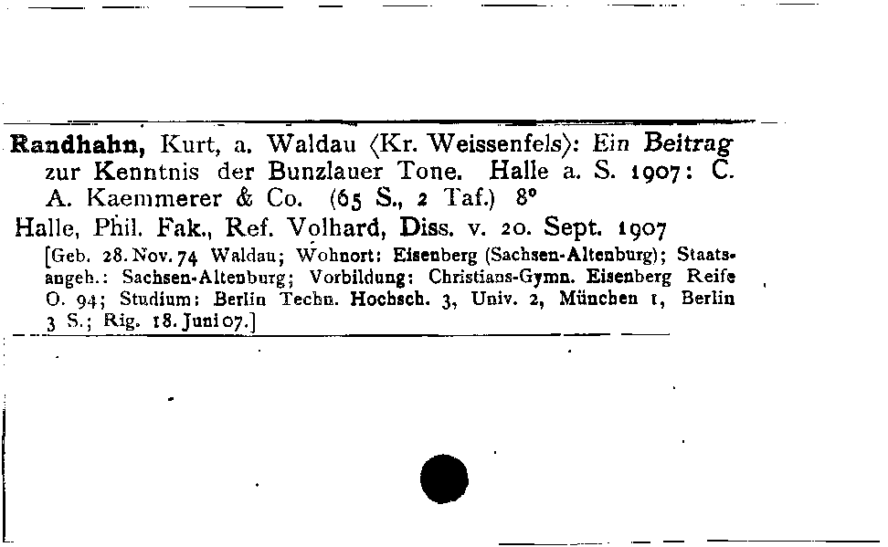 [Katalogkarte Dissertationenkatalog bis 1980]