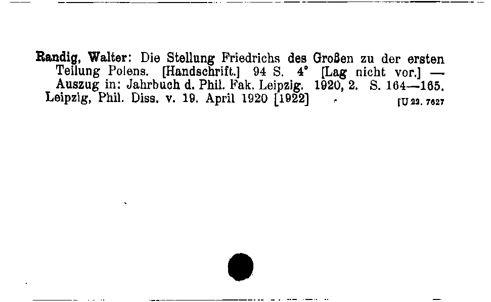 [Katalogkarte Dissertationenkatalog bis 1980]